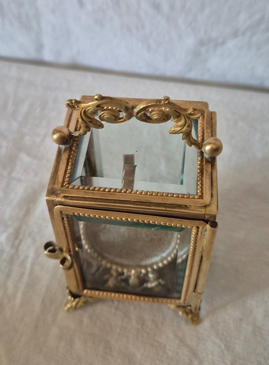 Watch Box In Gilt Bronze And Chamfered Glass From The 19th Century-photo-2