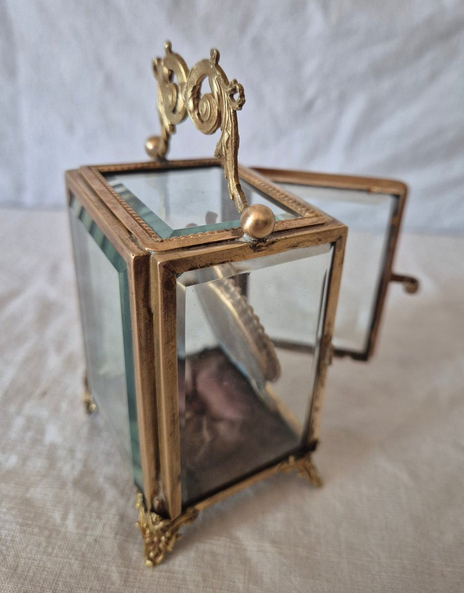 Watch Box In Gilt Bronze And Chamfered Glass From The 19th Century-photo-4