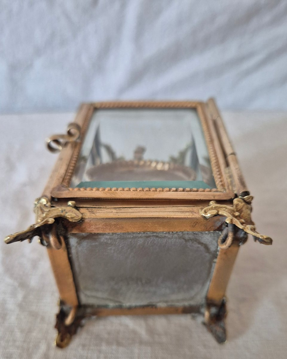 Watch Box In Gilt Bronze And Chamfered Glass From The 19th Century-photo-6