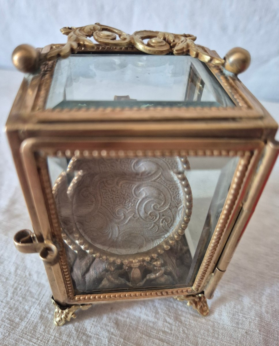 Watch Box In Gilt Bronze And Chamfered Glass From The 19th Century-photo-7