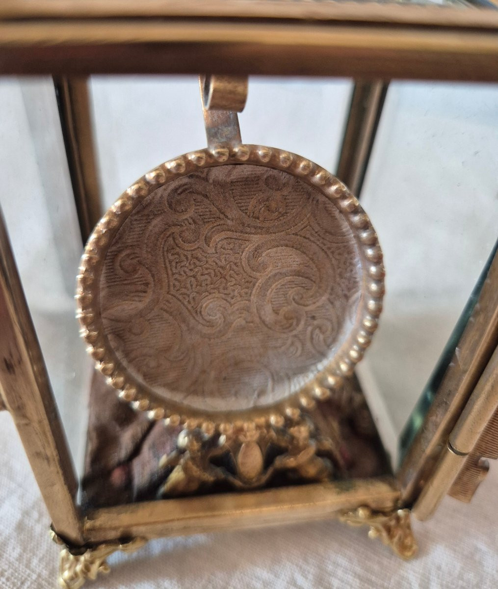 Watch Box In Gilt Bronze And Chamfered Glass From The 19th Century-photo-8