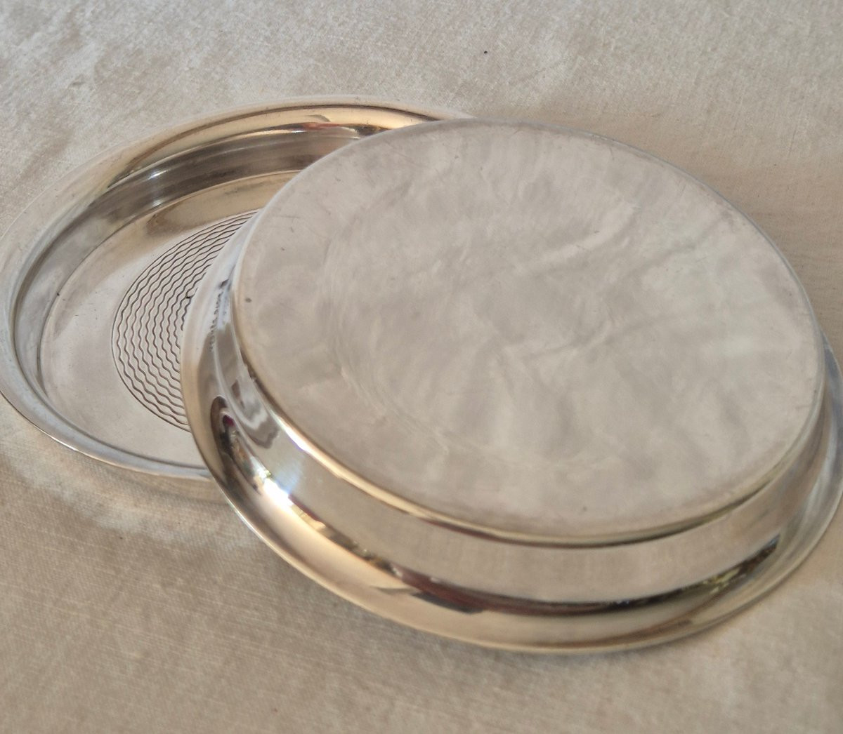 Pair Of Hermès Bottle Holders In Silver-plated Metal With Guilloché From The 1970s-photo-7