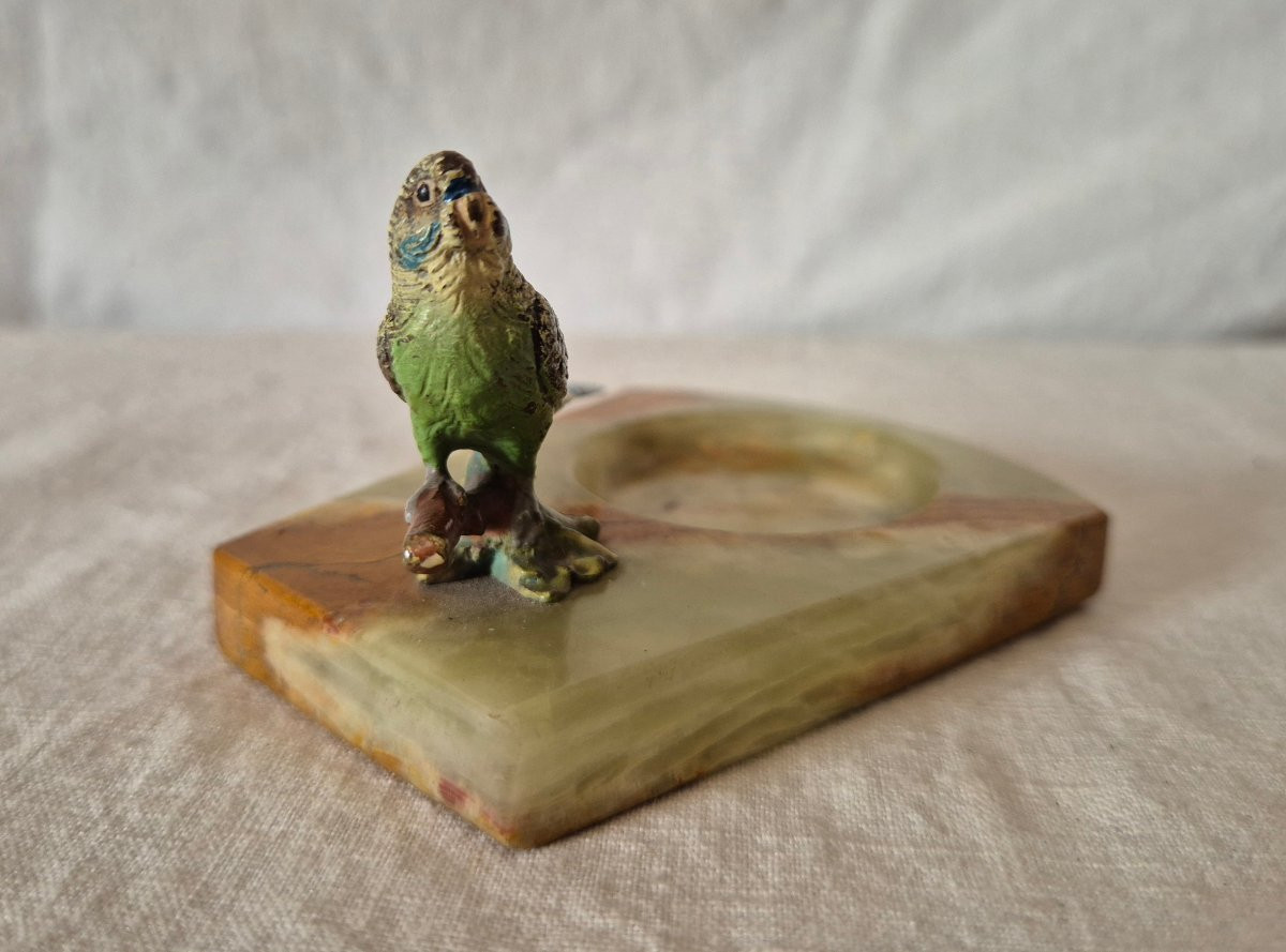 19th Century Vienna Bronze Pocket With Parrot-photo-2