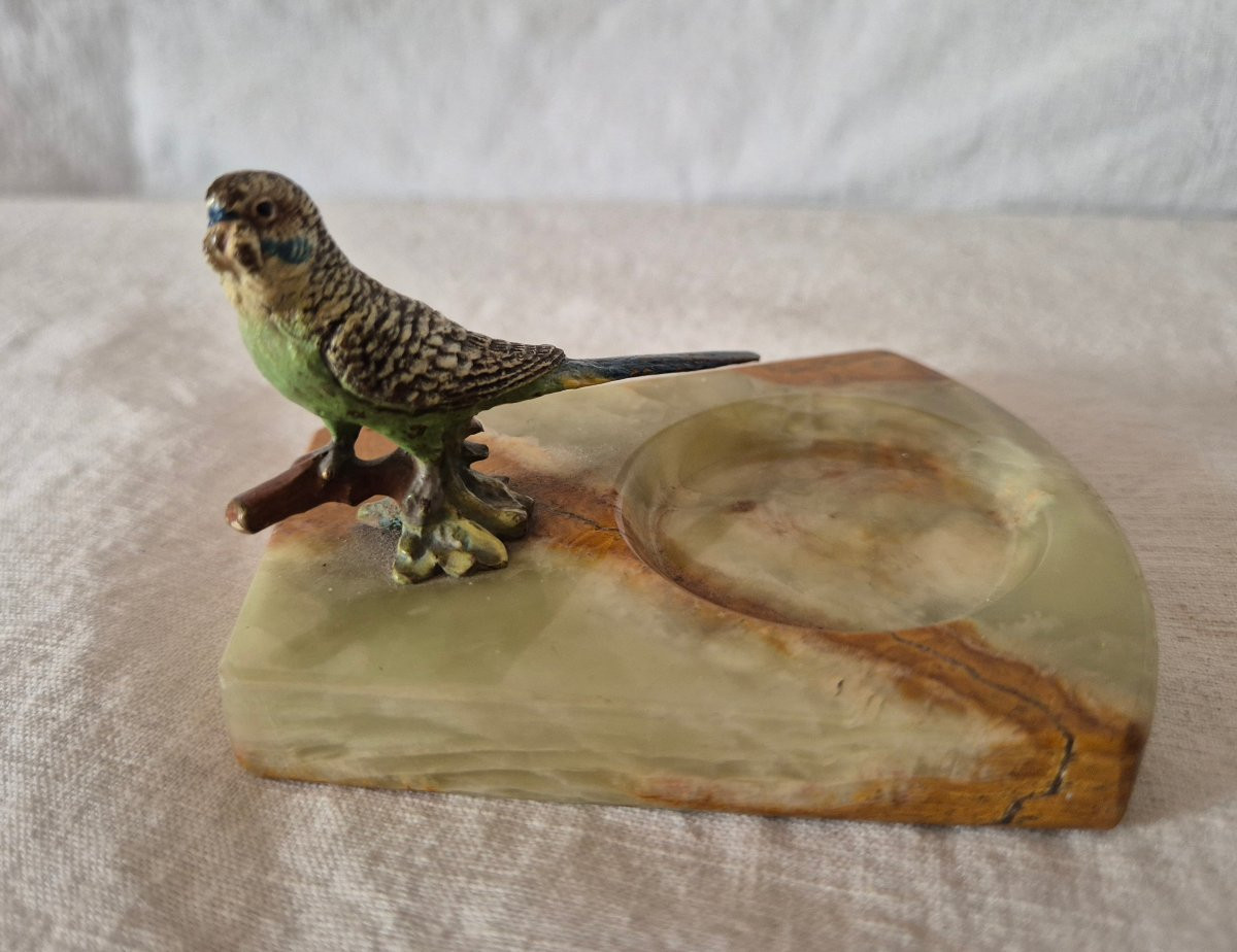 19th Century Vienna Bronze Pocket With Parrot-photo-3