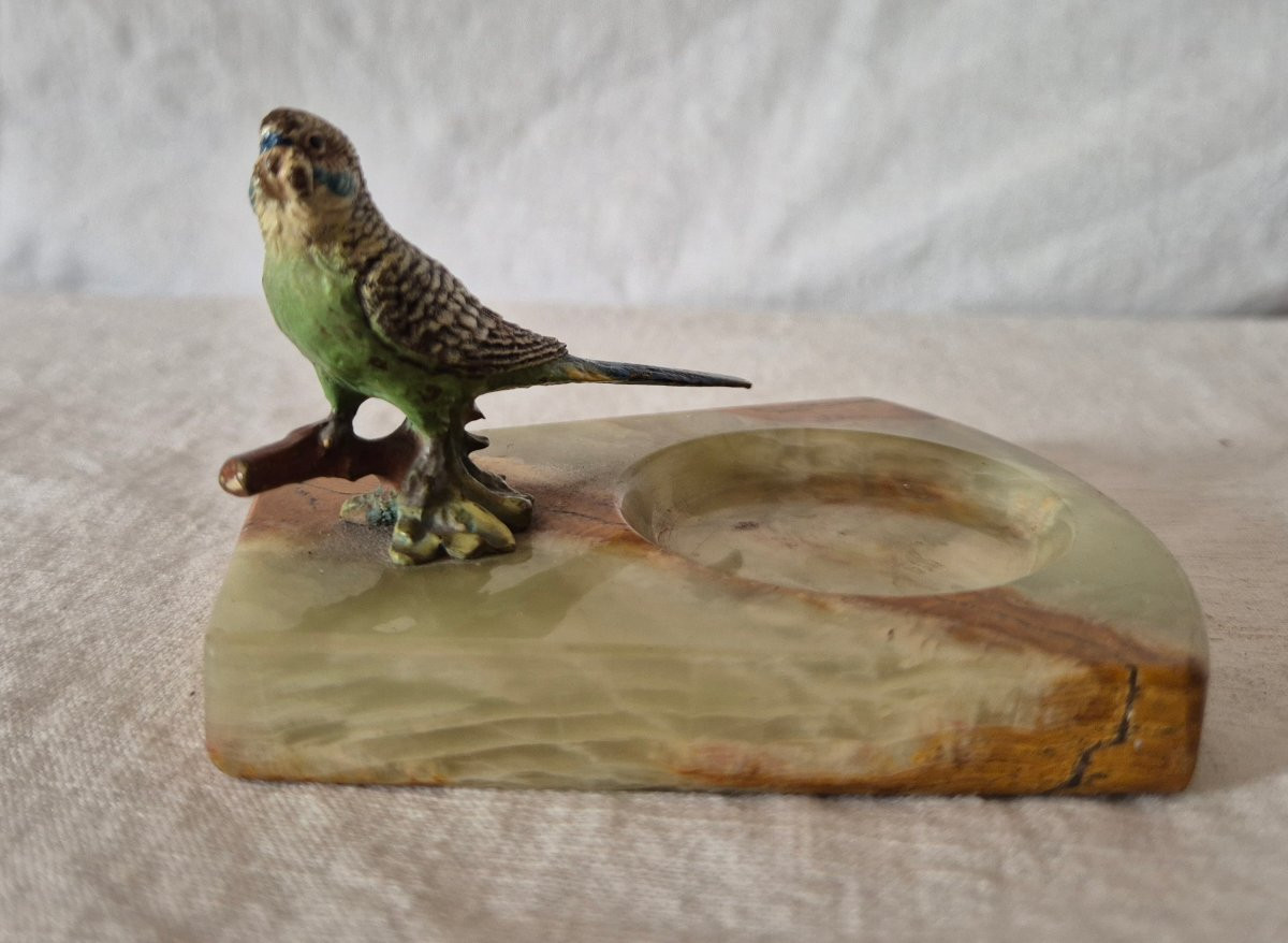 19th Century Vienna Bronze Pocket With Parrot-photo-4