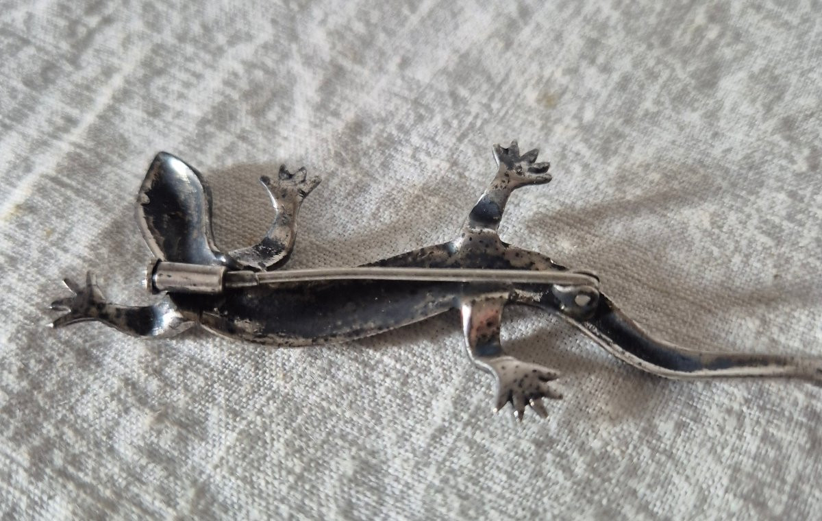 Broche lézard gecko en argent aux marcassites et yeux de rubis -photo-6