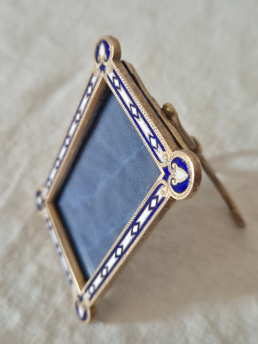Small Gilt Bronze Photo Frame With Cloisonné Enamel, Late 19th Century-photo-4