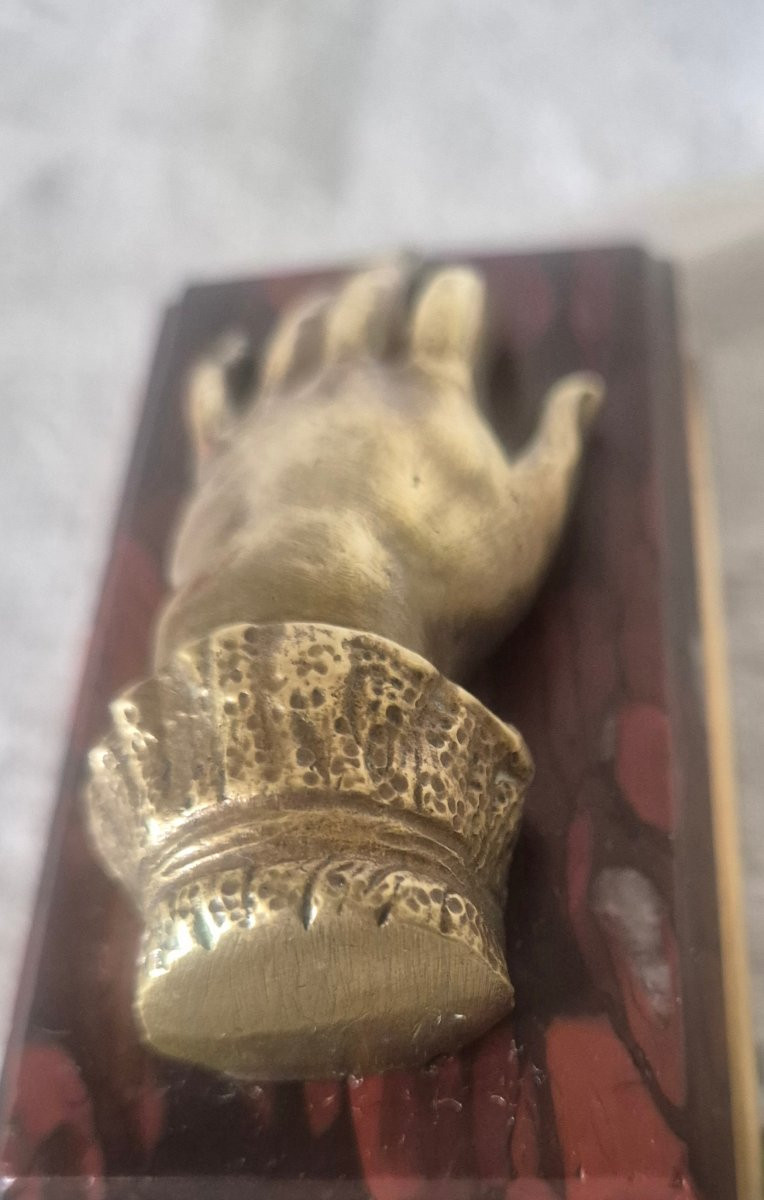 Presse papier main romantique en bronze et marbre-photo-1