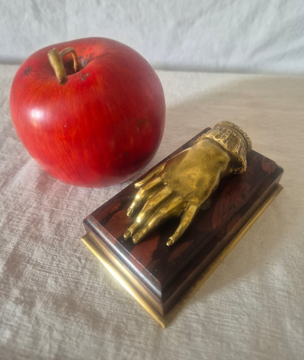 Presse papier main romantique en bronze et marbre-photo-2