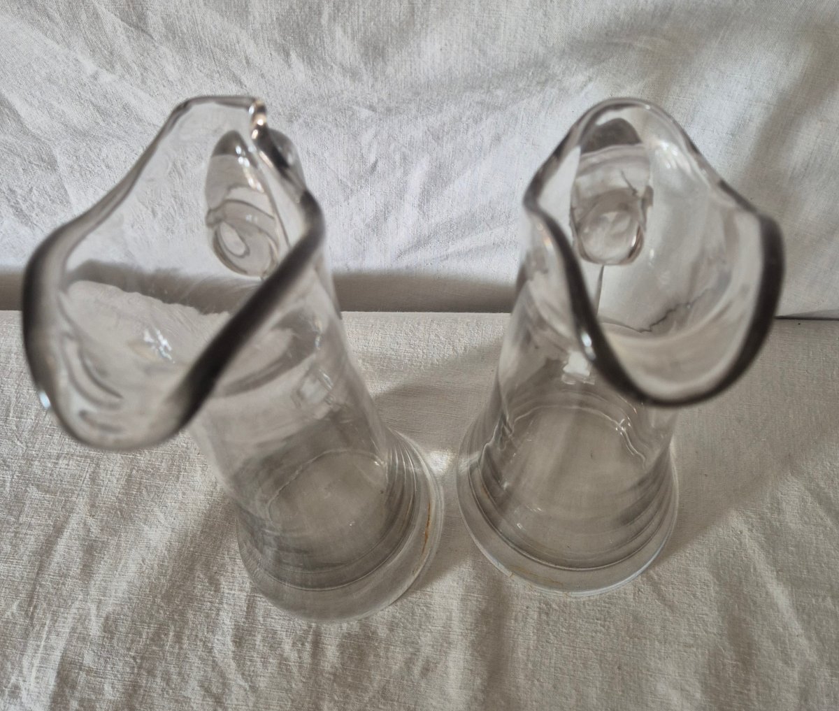 Ensemble de deux carafes à cidre en verre du XVIIIème siècle -photo-2