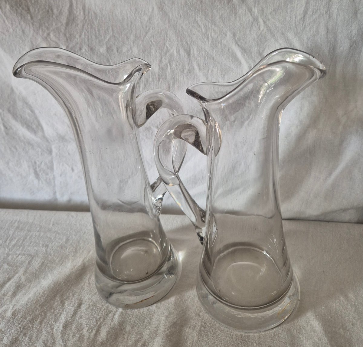 Ensemble de deux carafes à cidre en verre du XVIIIème siècle -photo-3