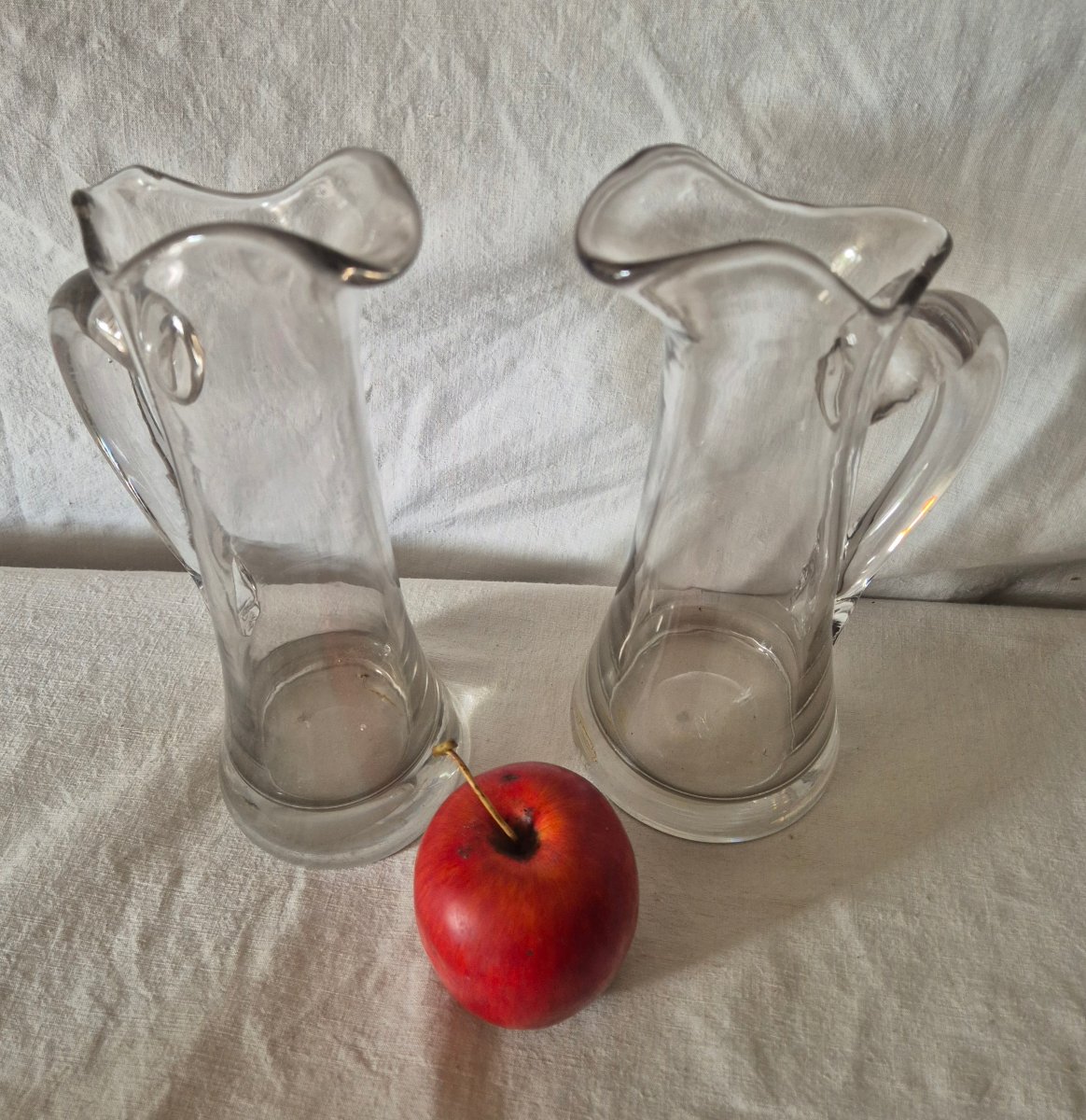 Ensemble de deux carafes à cidre en verre du XVIIIème siècle -photo-4