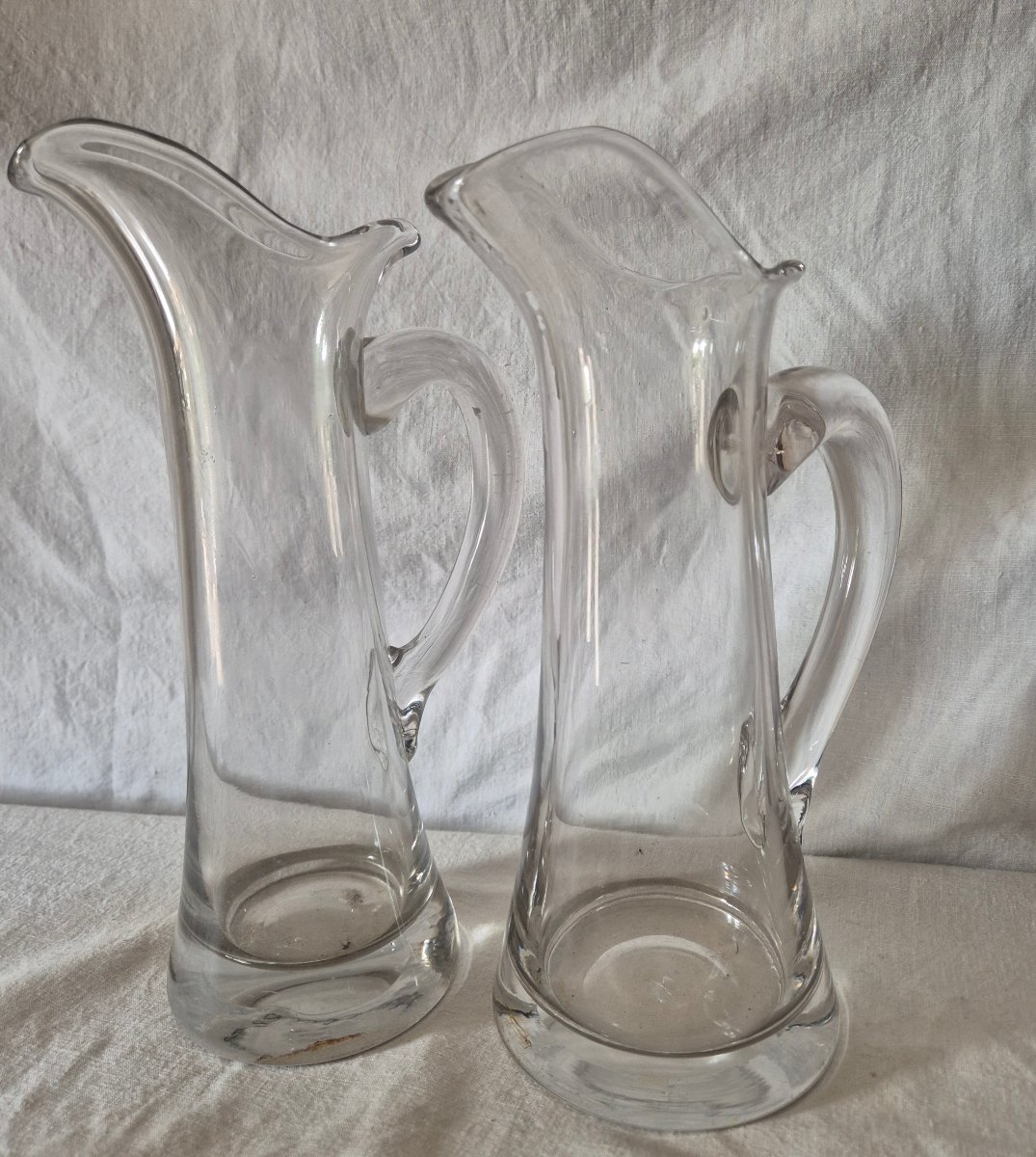 Ensemble de deux carafes à cidre en verre du XVIIIème siècle -photo-1