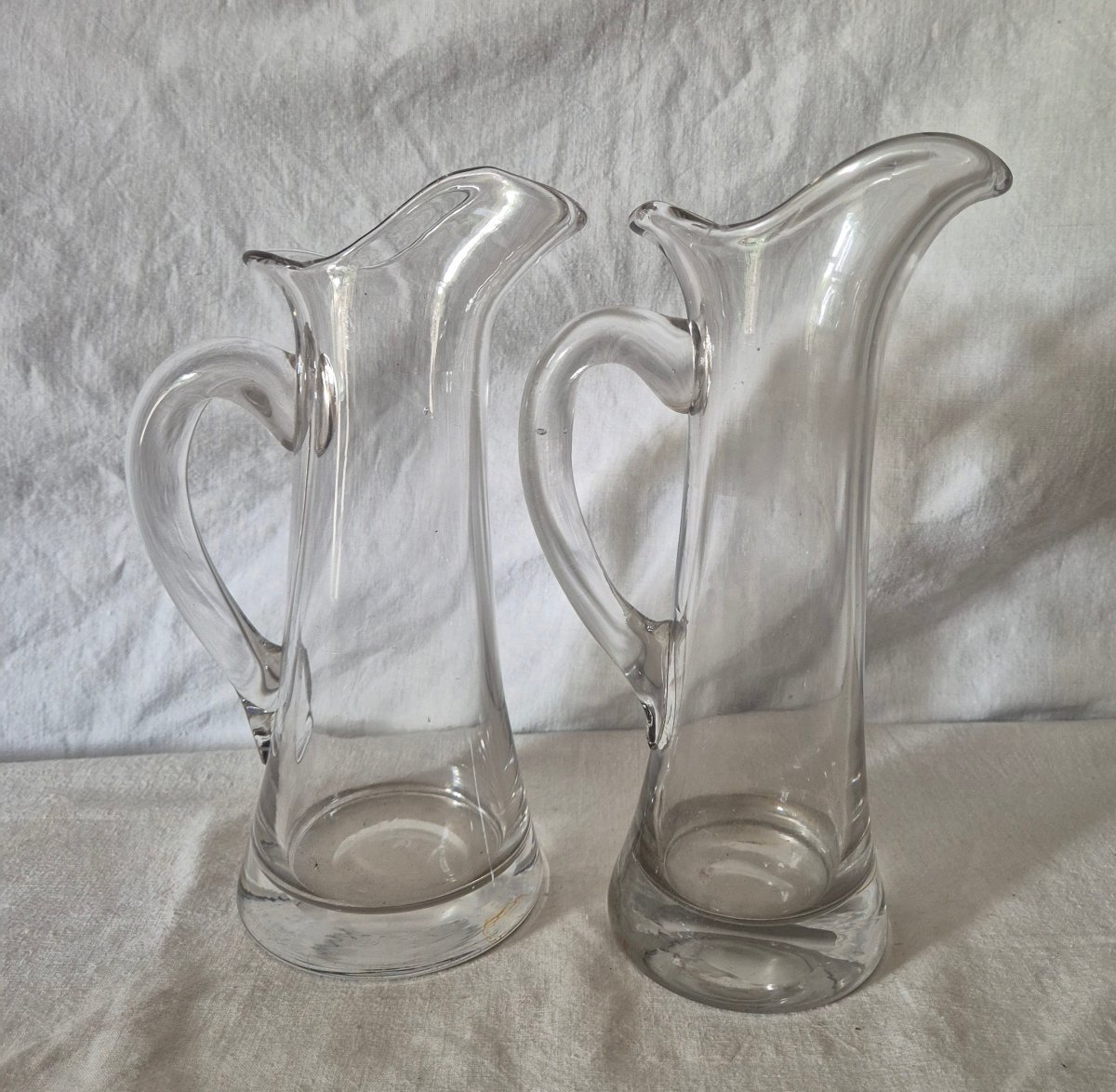 Ensemble de deux carafes à cidre en verre du XVIIIème siècle -photo-2