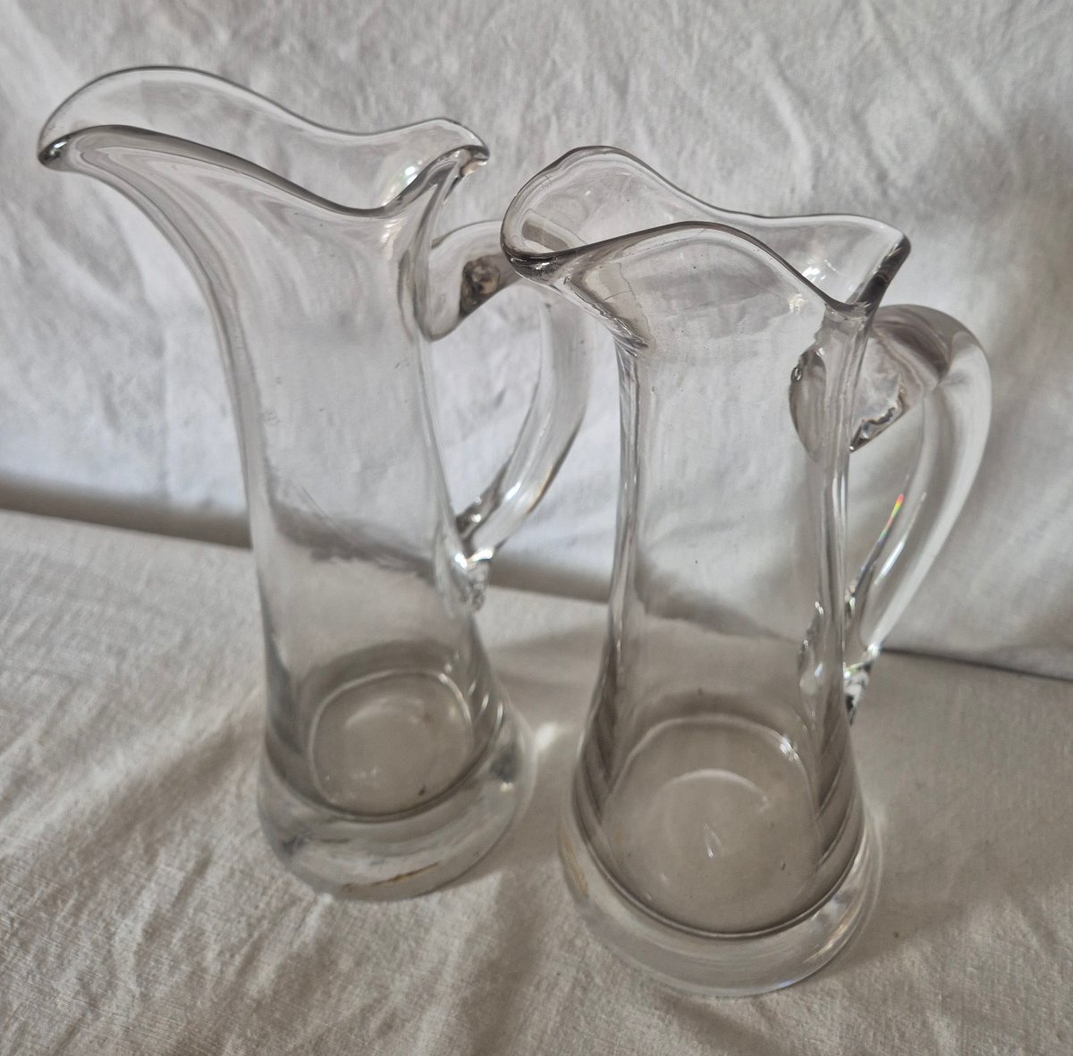 Ensemble de deux carafes à cidre en verre du XVIIIème siècle -photo-3