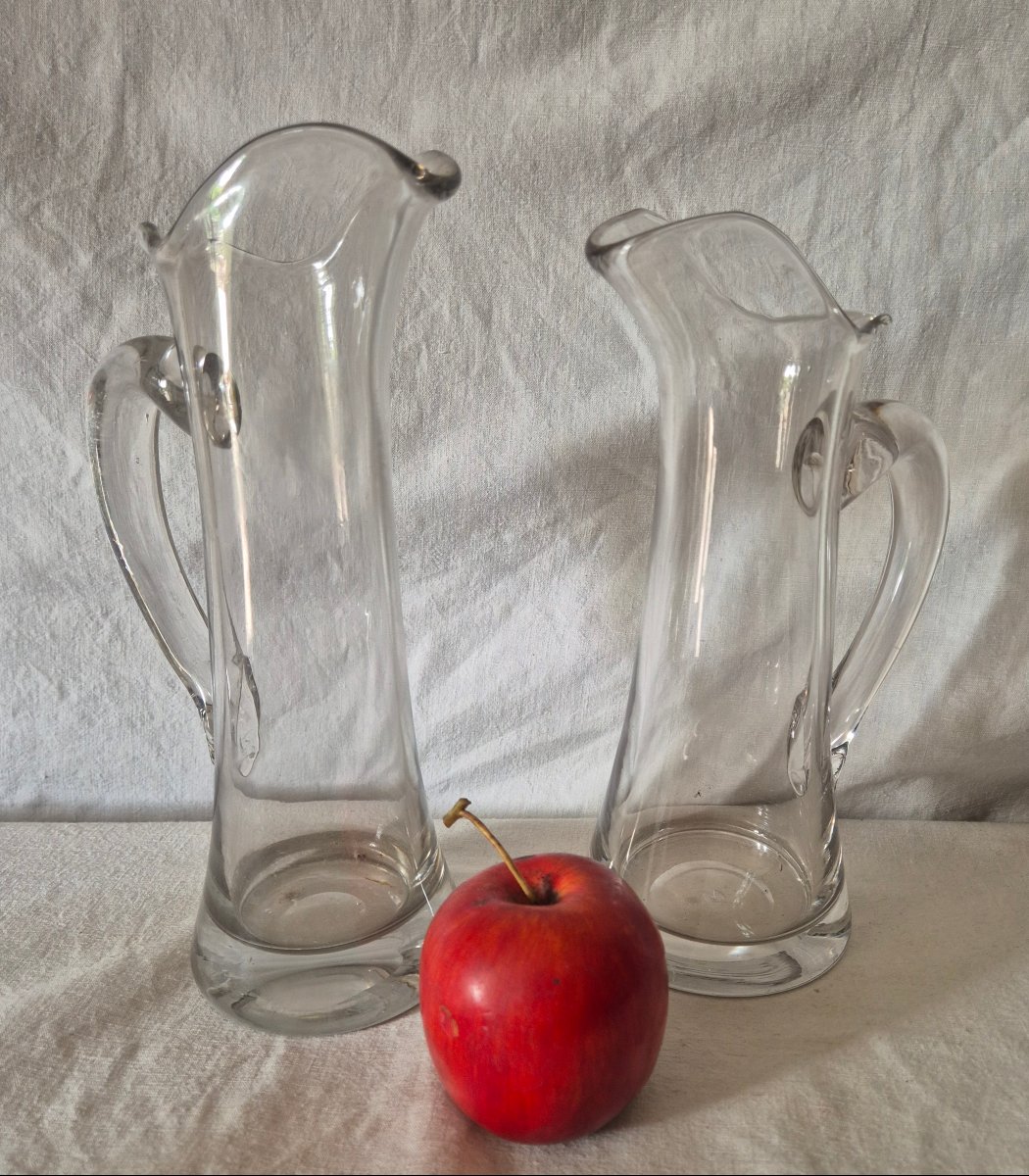 Ensemble de deux carafes à cidre en verre du XVIIIème siècle -photo-5