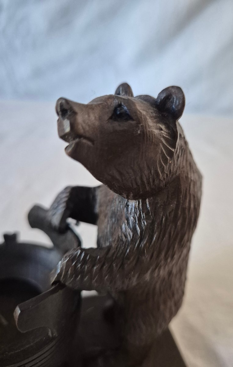 Ours Forêt Noire pyrogène en bois sculpté Suisse XIXème siècle -photo-5