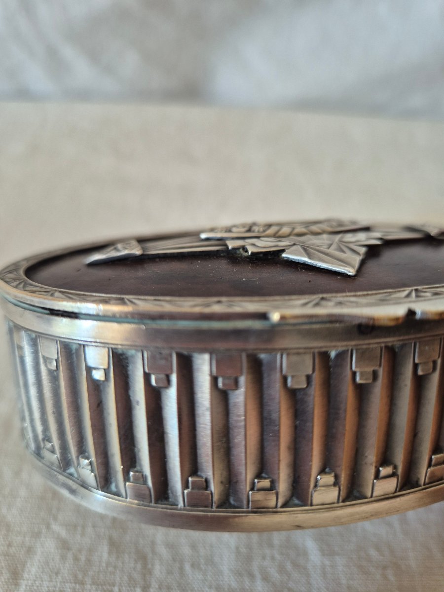 Art Deco Jewelry Box In Silver-plated Metal And Macassar-photo-2