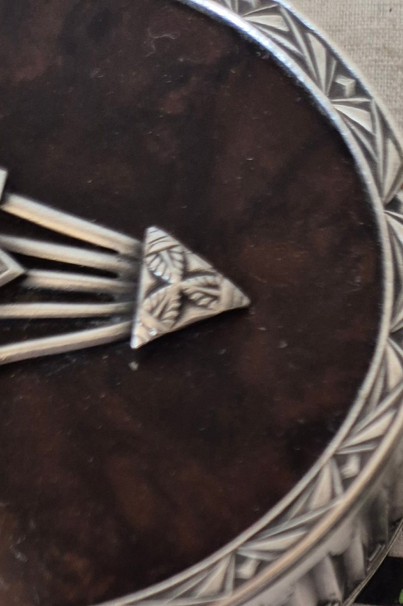 Art Deco Jewelry Box In Silver-plated Metal And Macassar-photo-5