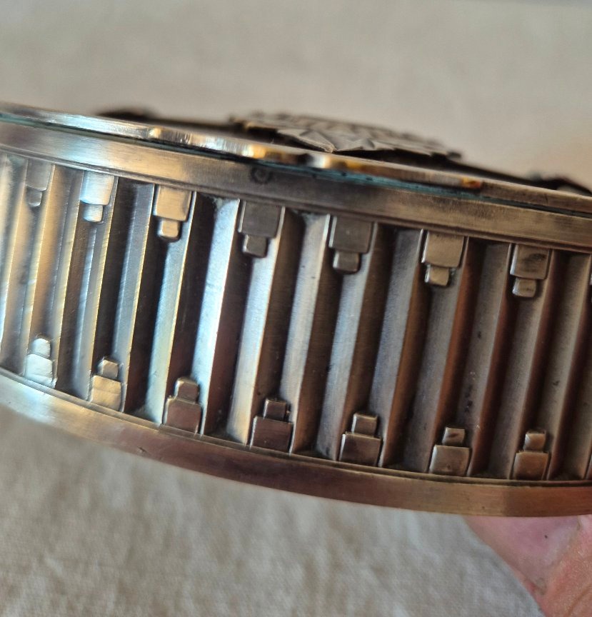 Art Deco Jewelry Box In Silver-plated Metal And Macassar-photo-7