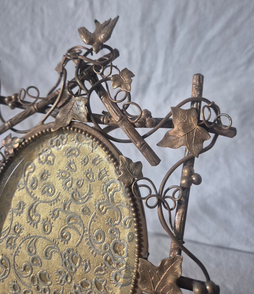 Naturalist Ormolu Photo Frame With Oval View Circa 1900-photo-4