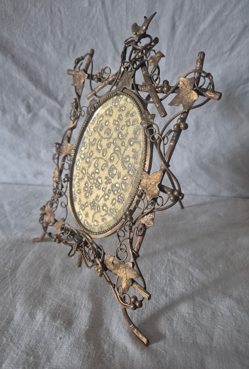 Naturalist Ormolu Photo Frame With Oval View Circa 1900-photo-1