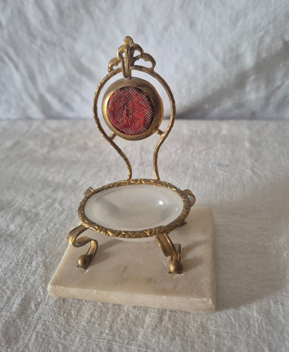 Baguier porte montre pour femme Napoléon III en opaline et pomponne doré -photo-3