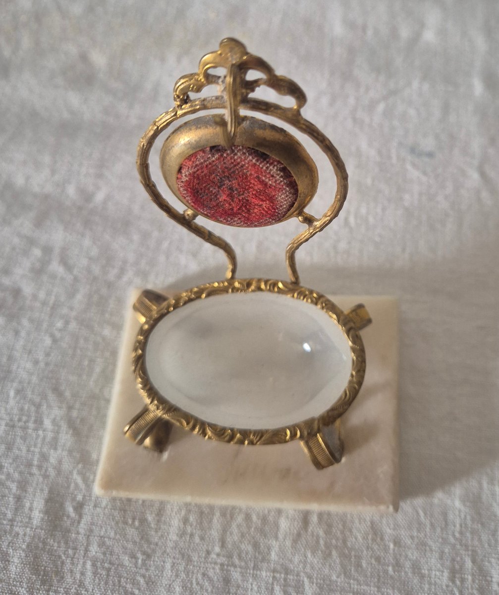 Baguier porte montre pour femme Napoléon III en opaline et pomponne doré -photo-3