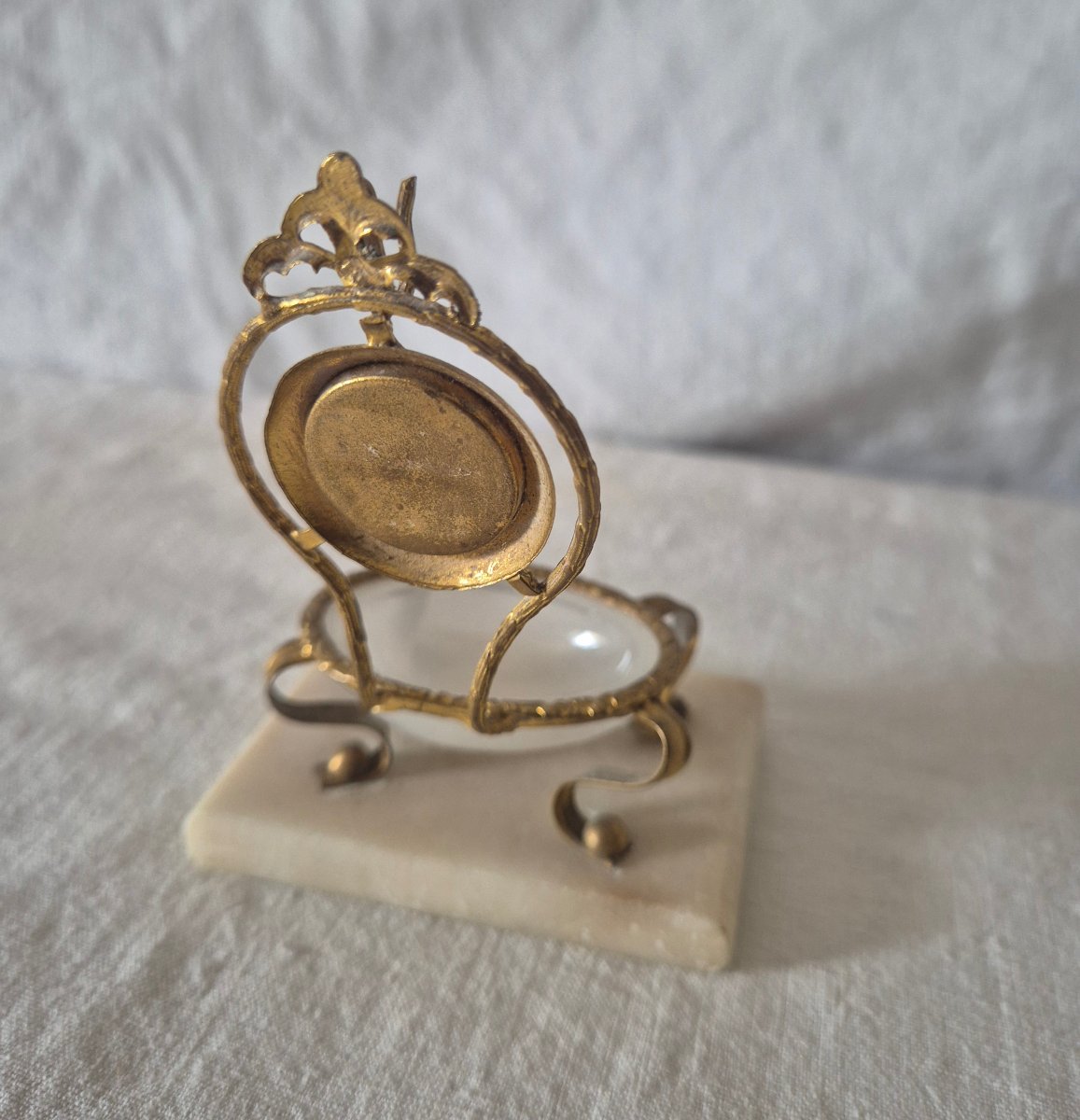 Baguier porte montre pour femme Napoléon III en opaline et pomponne doré -photo-4