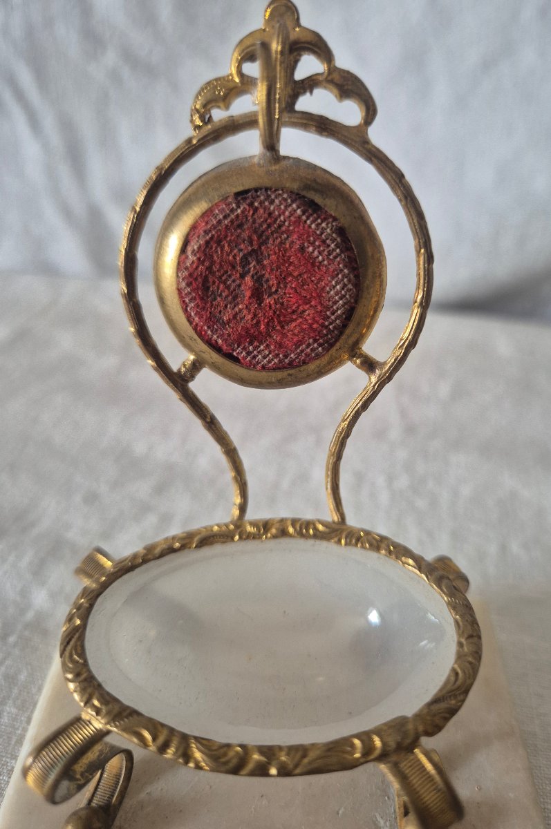 Baguier porte montre pour femme Napoléon III en opaline et pomponne doré -photo-5