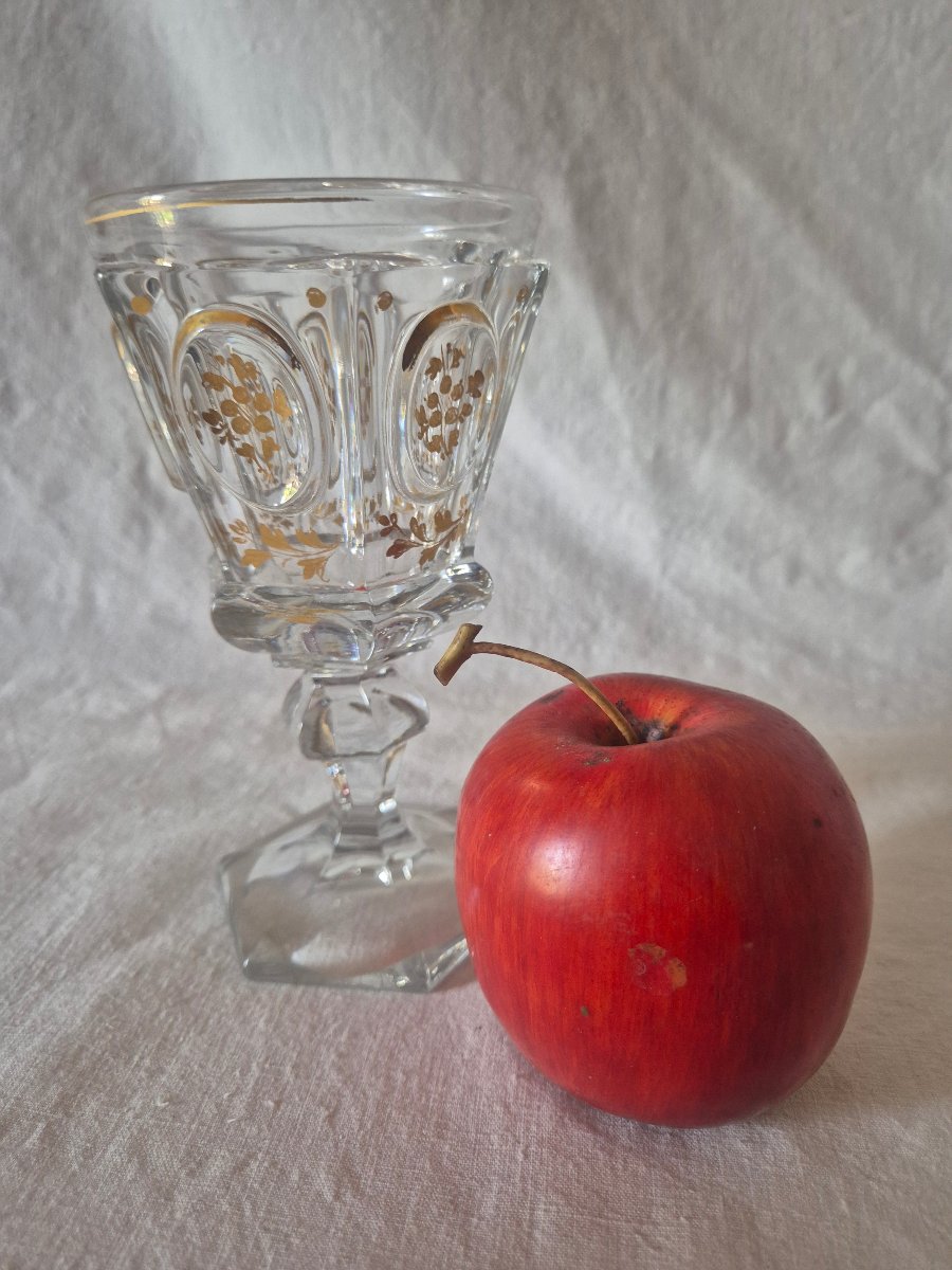 Verre vase en cristal de Baccarat à rehauts dorés du XIXème siècle -photo-2