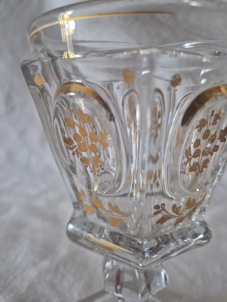 Verre vase en cristal de Baccarat à rehauts dorés du XIXème siècle -photo-3