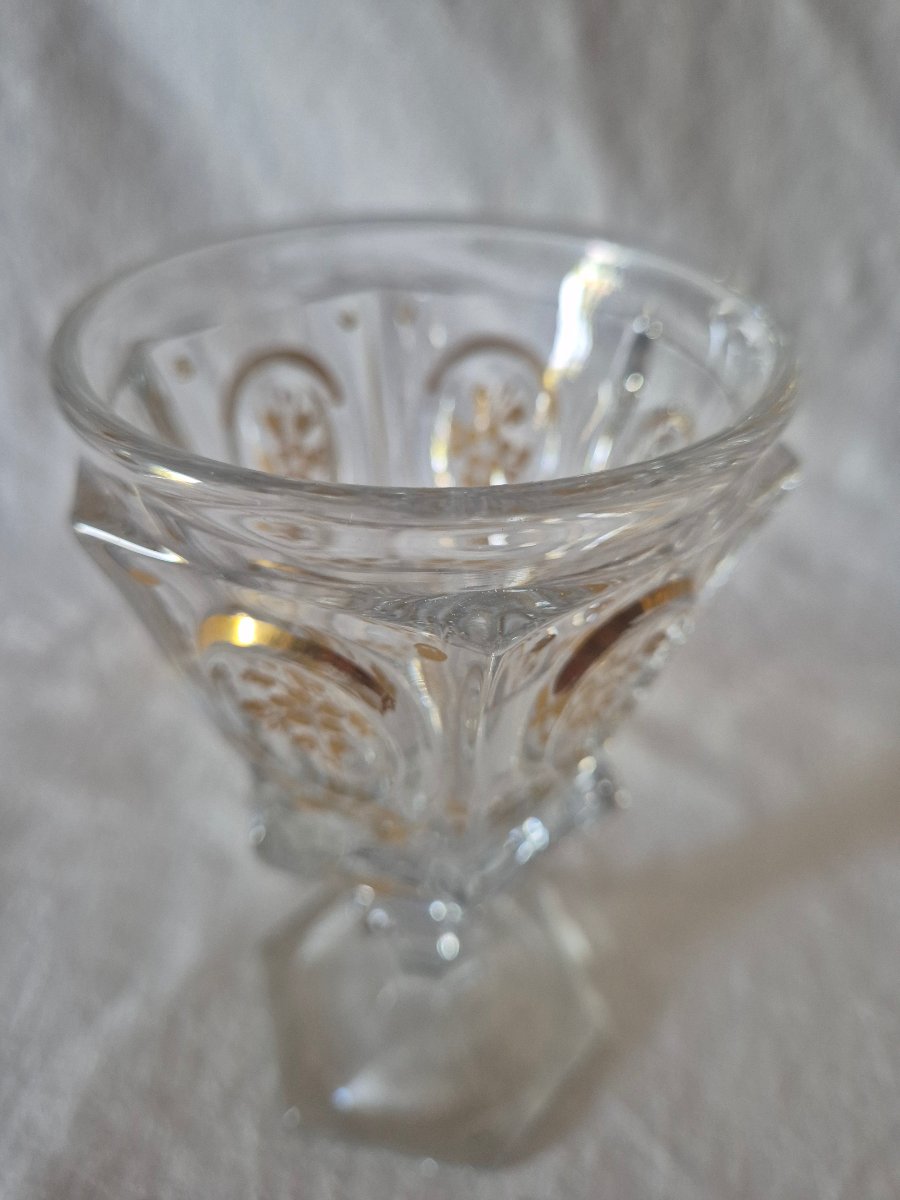 Verre vase en cristal de Baccarat à rehauts dorés du XIXème siècle -photo-4