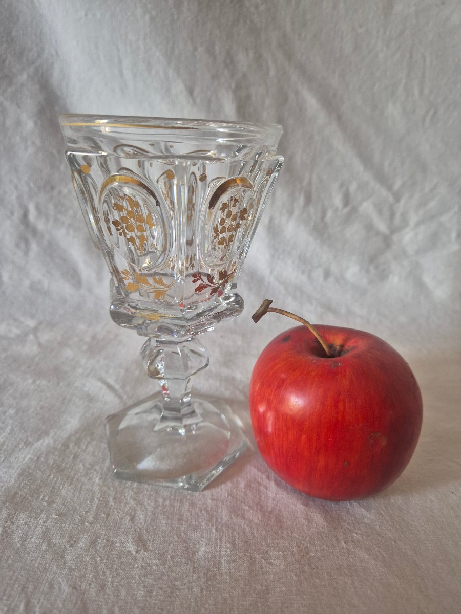 Verre vase en cristal de Baccarat à rehauts dorés du XIXème siècle -photo-2