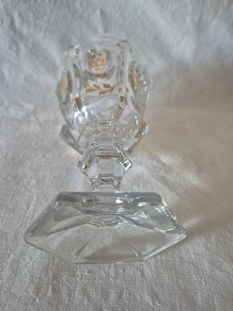 Verre vase en cristal de Baccarat à rehauts dorés du XIXème siècle -photo-4