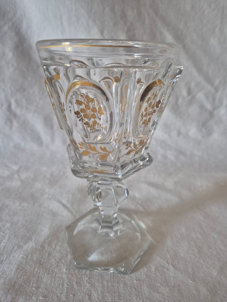 Verre vase en cristal de Baccarat à rehauts dorés du XIXème siècle 