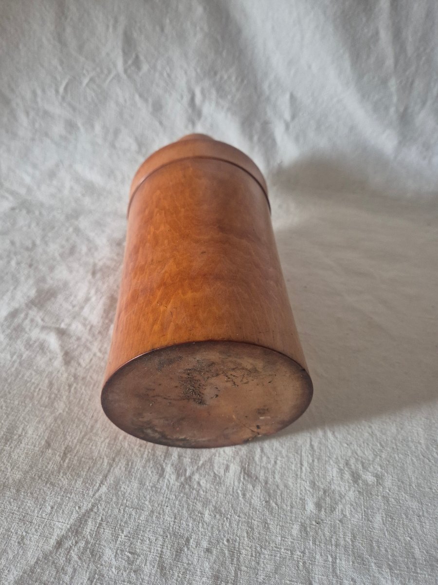 Large Travel Case For A Bottle, Made Of Turned Boxwood, With Its 19th-century Bottle-photo-5
