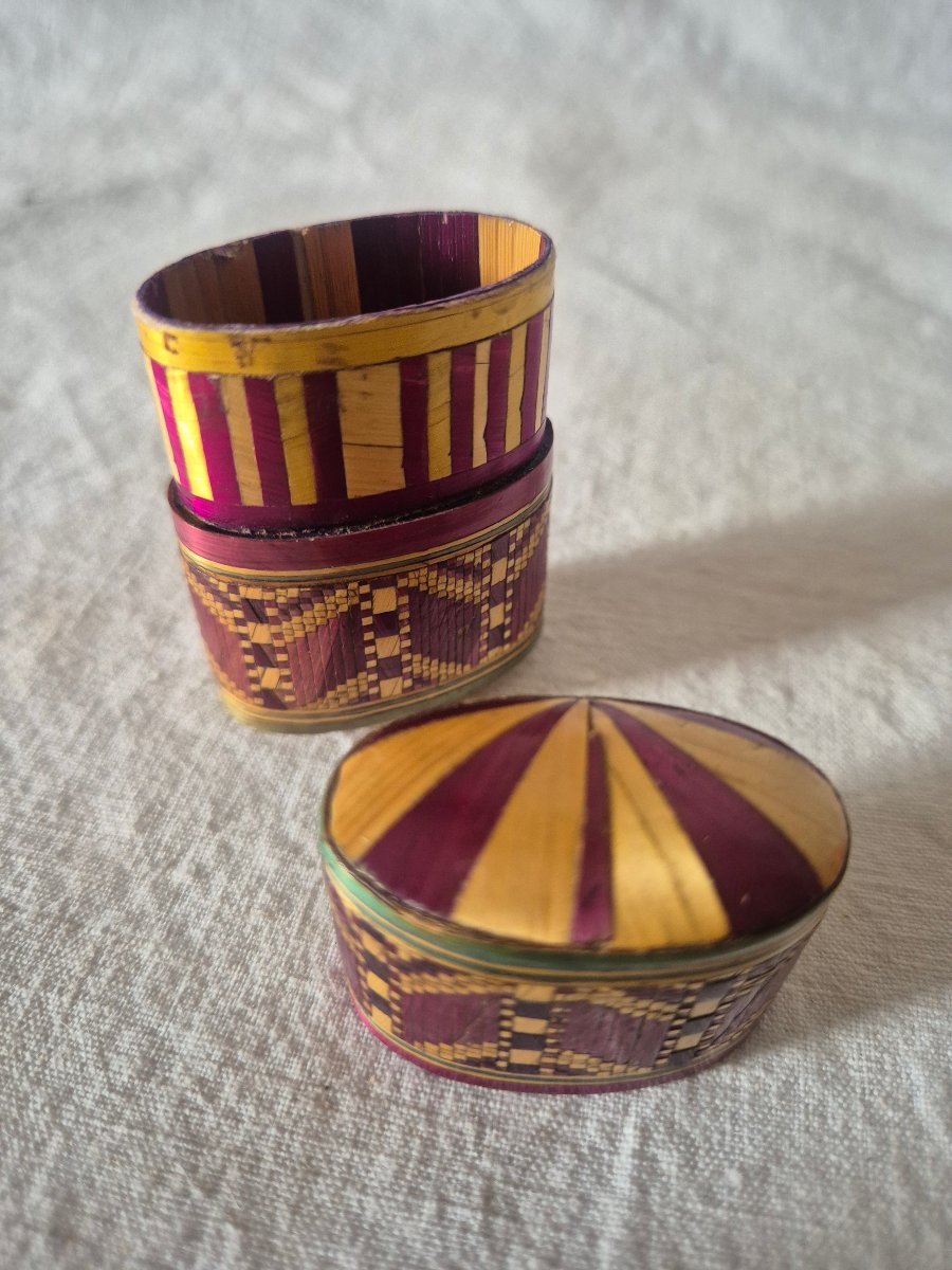 19th-century Pyrogen Matchbox With Straw Marquetry -photo-3