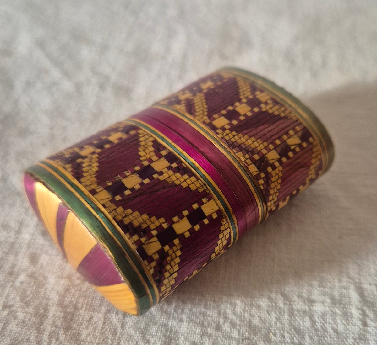 19th-century Pyrogen Matchbox With Straw Marquetry -photo-1