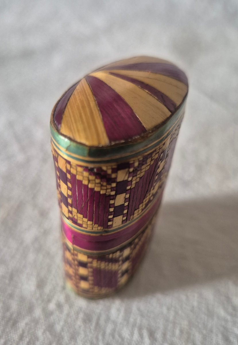 19th-century Pyrogen Matchbox With Straw Marquetry -photo-2