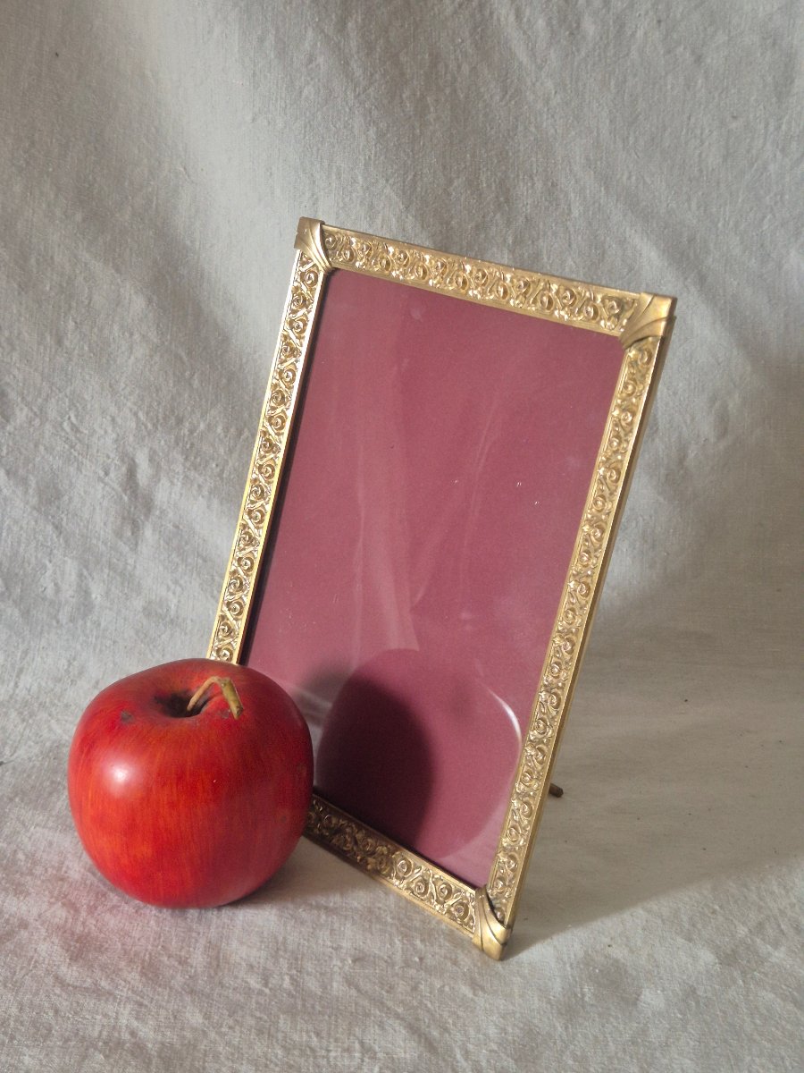 Cadre photo bronze doré Art Déco 16 x 21 cm-photo-2