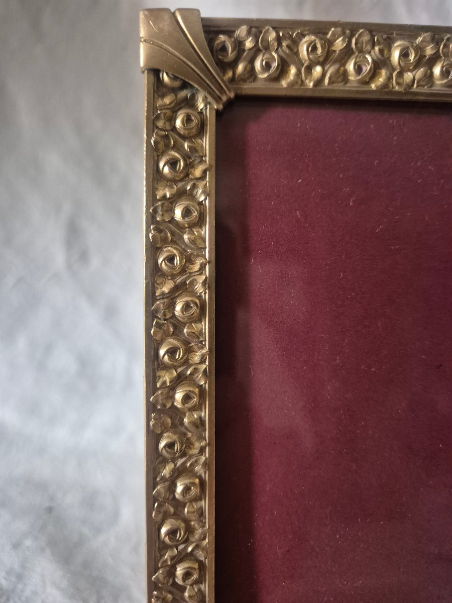 Cadre photo bronze doré Art Déco 16 x 21 cm-photo-1