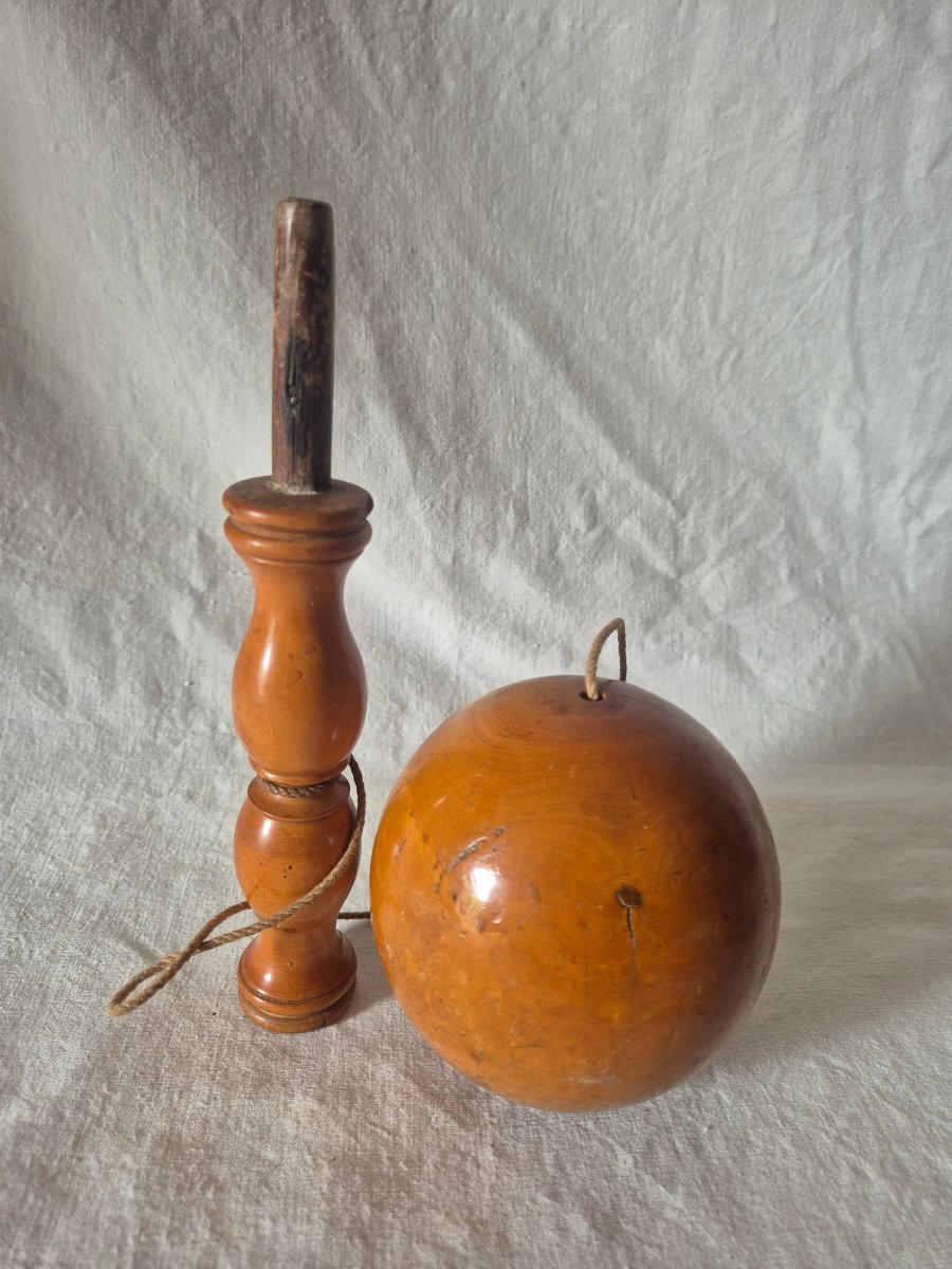Grand bilboquet en buis tourné du XIXème siècle -photo-2