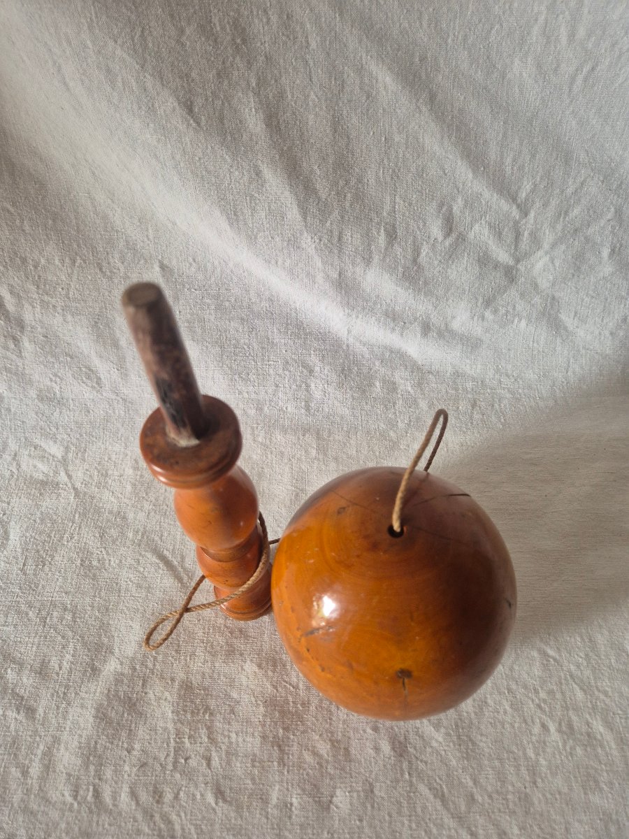 Grand bilboquet en buis tourné du XIXème siècle -photo-5