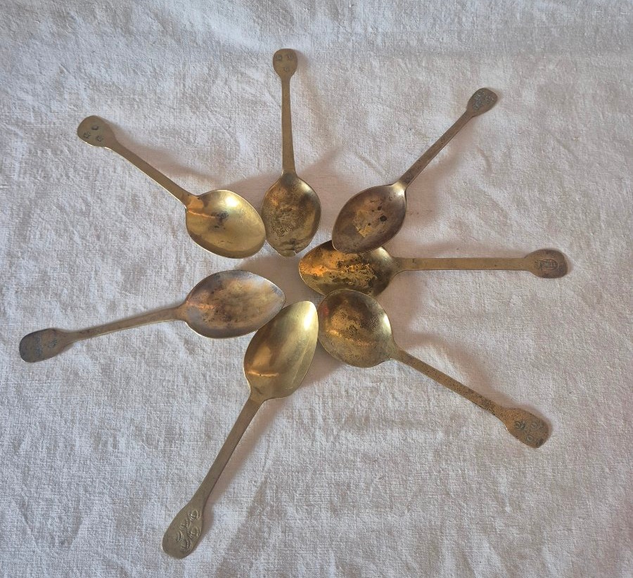 Set Of Eight 18th-century Convent Dining Spoons 