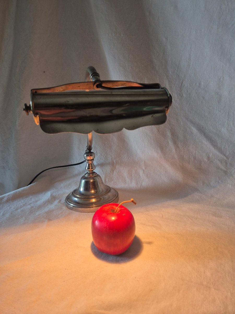 Lampe de piano en bronze et laiton chromé début du XXème siècle -photo-2