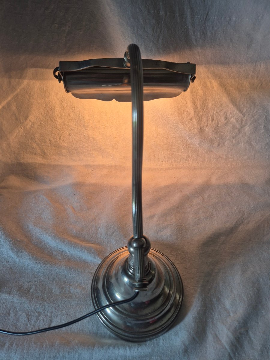 Lampe de piano en bronze et laiton chromé début du XXème siècle -photo-1