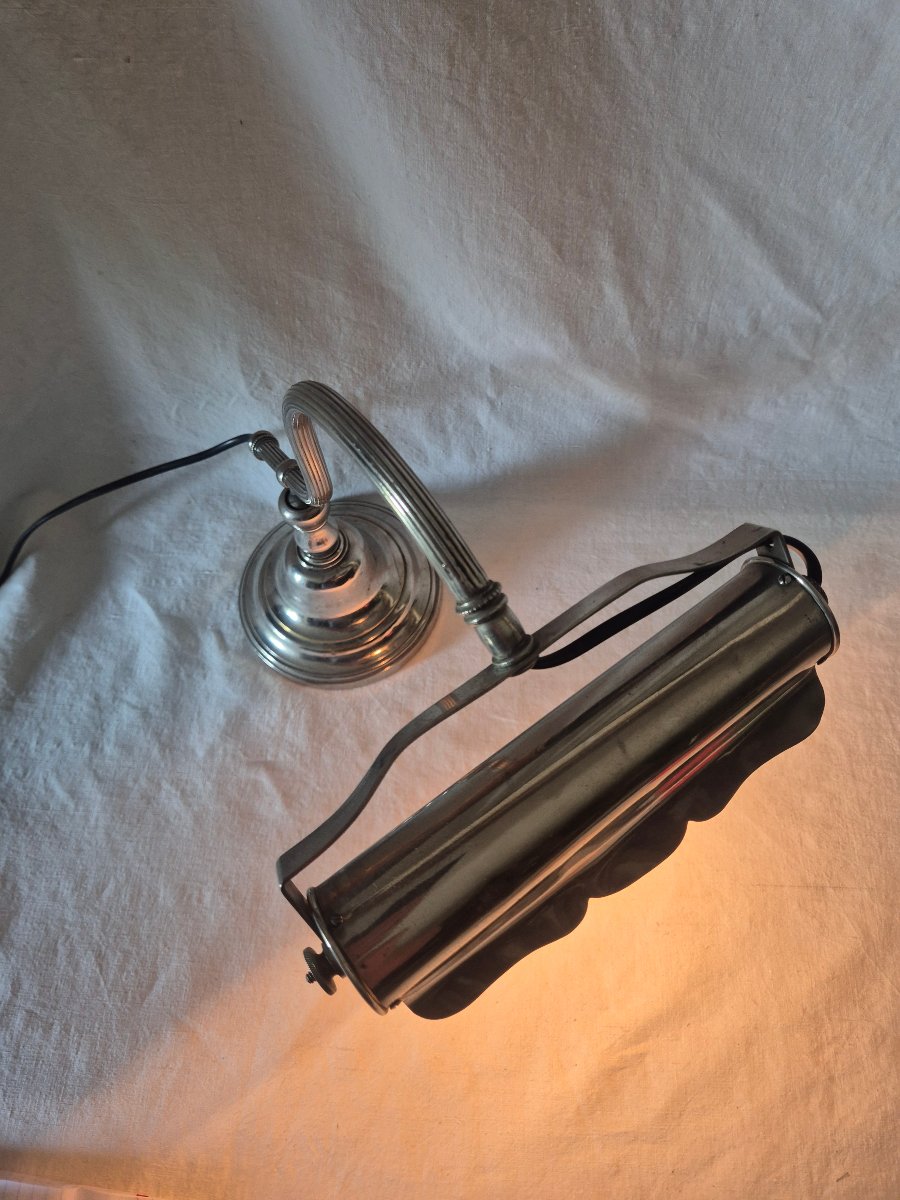 Lampe de piano en bronze et laiton chromé début du XXème siècle -photo-2