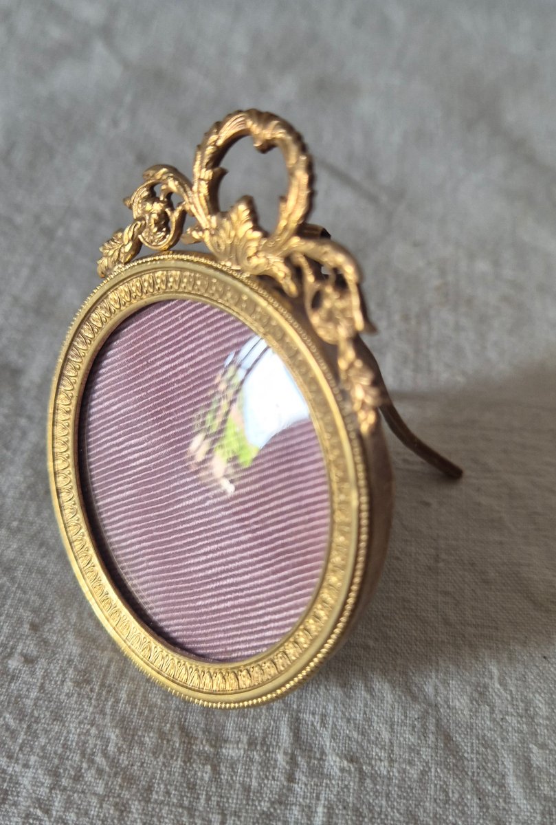 Small Round Medallion-style Napoleon III Photo Frame With Its Original Convex Glass -photo-4