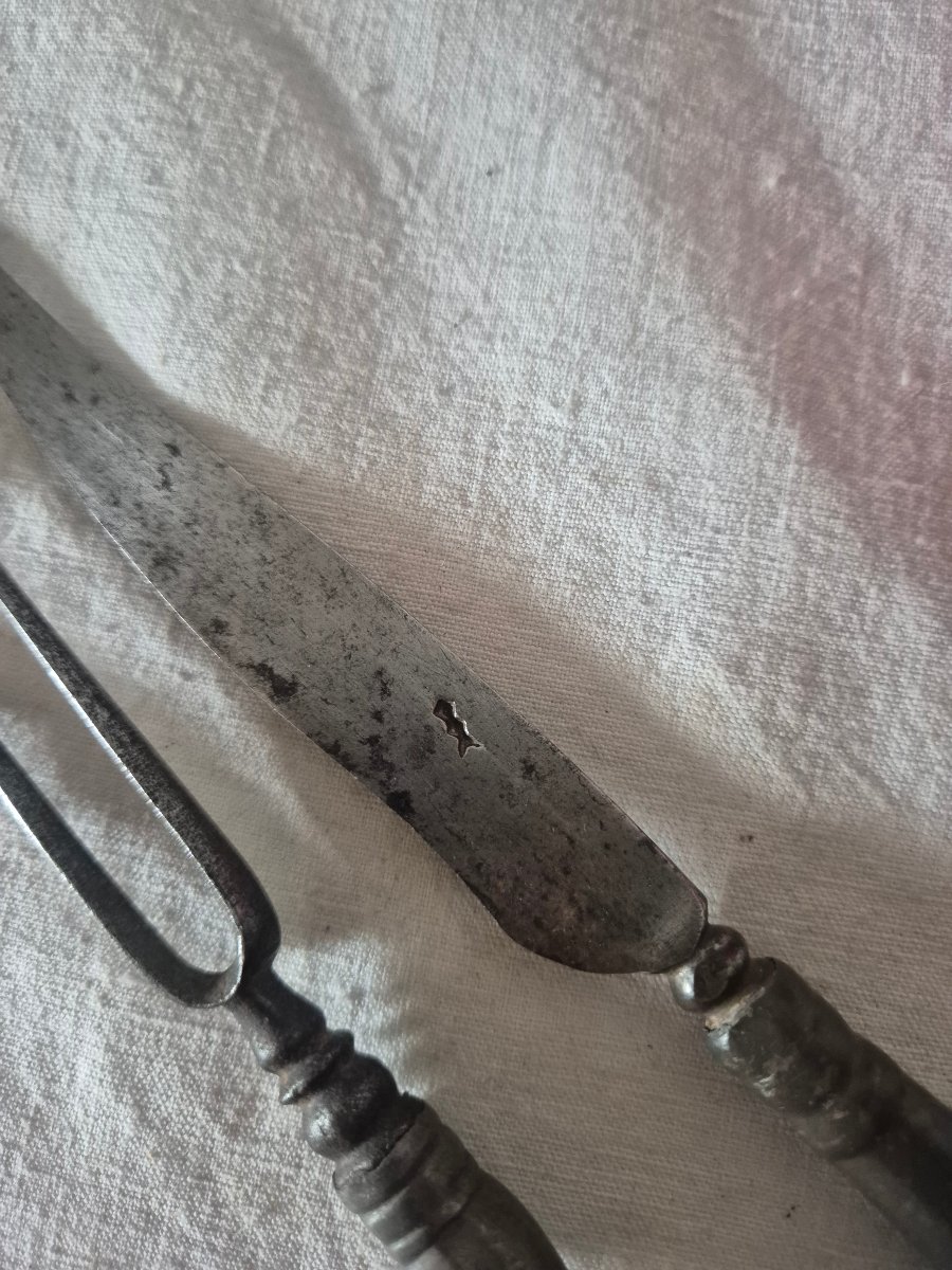 A Piercing Fork And Its Matching Carving Knife, Made Of Pewter, Venice, 17th Century -photo-2
